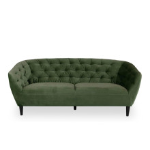 Pikowana sofa welurowa 3 osobowa Ria Vic 191cm zielona Actona