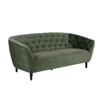 Pikowana sofa welurowa 3 osobowa Ria Vic 191cm zielona Actona