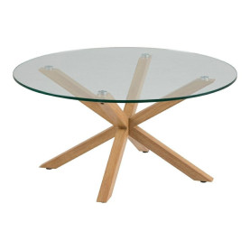Stolik okrągły szklany Heaven 82cm szkło przeźroczyste / dąb Actona