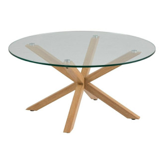 Stolik okrągły szklany Heaven 82cm szkło przeźroczyste / dąb Actona