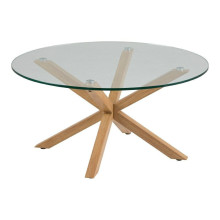 Stolik okrągły szklany Heaven 82cm szkło przeźroczyste / dąb Actona