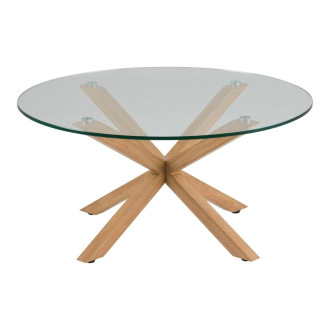Stolik okrągły szklany Heaven 82cm szkło przeźroczyste / dąb Actona