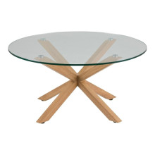 Stolik okrągły szklany Heaven 82cm szkło przeźroczyste / dąb Actona