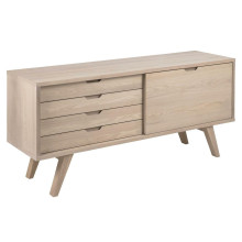 Komoda z szufladami i półkami na nóżkach A-line 160x72cm dąb bielony Actona