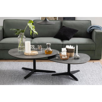 Stolik ceramiczny z nieregularnym blatem na jednej nodze Barnsley 100cm czarny Actona