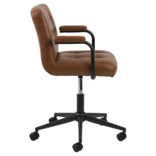 Krzesło biurowe z ekoskóry Cosmo Arm Vintage brązowe Actona