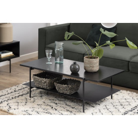 Stolik kawowy prostokątny z półką w stylu loft Angus 115x60cm czarny Actona