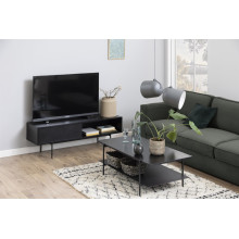 Stolik kawowy prostokątny z półką w stylu loft Angus 115x60cm czarny Actona