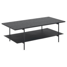 Stolik kawowy prostokątny z półką w stylu loft Angus 115x60cm czarny Actona