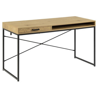 Biurko z szufladą i półką Seaford 140cm dąb / czarny Actona