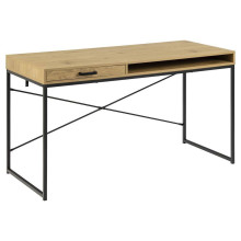 Biurko z szufladą i półką Seaford 140cm dąb / czarny Actona