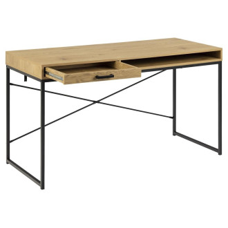 Biurko z szufladą i półką Seaford 140cm dąb / czarny Actona