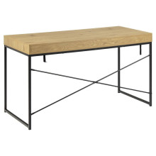 Biurko z szufladą i półką Seaford 140cm dąb / czarny Actona
