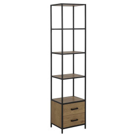 Regał stojący loft z szufladami Seaford 42x185cm dąb / czarny Actona