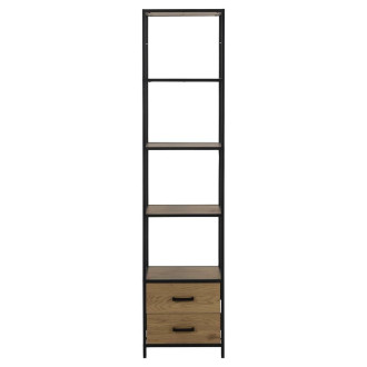 Regał stojący loft z szufladami Seaford 42x185cm dąb / czarny Actona