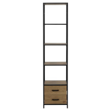 Regał stojący loft z szufladami Seaford 42x185cm dąb / czarny Actona