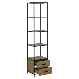 Regał stojący loft z szufladami Seaford 42x185cm dąb / czarny Actona