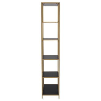 Regał stojący z asymetrycznymi półkami Seaford II 77x185cm złoty / czarny Actona