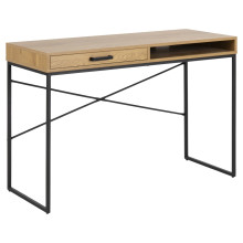 Biurko z szufladą i półką Seaford 110cm dąb / czarny Actona