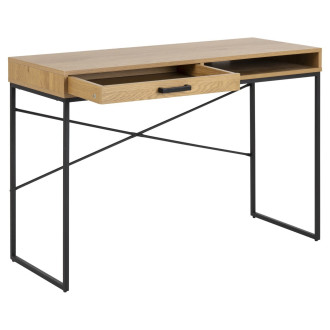 Biurko z szufladą i półką Seaford 110cm dąb / czarny Actona