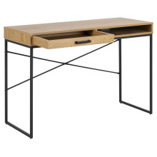 Biurko z szufladą i półką Seaford 110cm dąb / czarny Actona