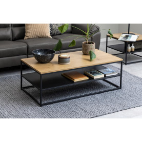 Stolik kawowy z półką loft Gila 120x60cm dąb dziki / czarny Actona