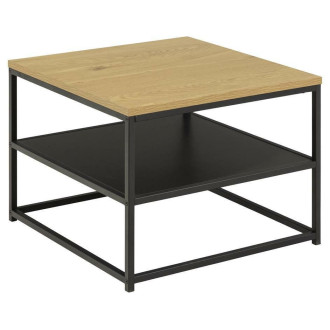 Stolik kawowy z półką loft Gila 55x55cm dąb dziki / czarny Actona
