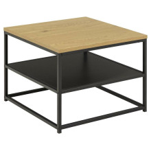 Stolik kawowy z półką loft Gila 55x55cm dąb dziki / czarny Actona