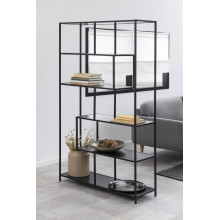 Regał loft z asymetrycznymi półkami Seaford XV 114x185cm czarny Actona