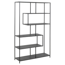 Regał loft z asymetrycznymi półkami Seaford XV 114x185cm czarny Actona