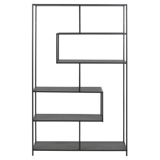 Regał loft z asymetrycznymi półkami Seaford XV 114x185cm czarny Actona
