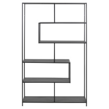 Regał loft z asymetrycznymi półkami Seaford XV 114x185cm czarny Actona