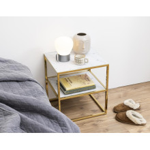 Szafka nocna glamour z półkami Alisma 45cm biały marmur / złoty Actona