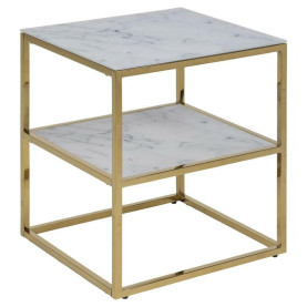 Szafka nocna glamour z półkami Alisma 45cm biały marmur / złoty Actona 2