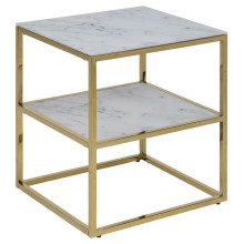 Szafka nocna glamour z półkami Alisma 45cm biały marmur / złoty Actona