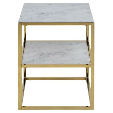 Szafka nocna glamour z półkami Alisma 45cm biały marmur / złoty Actona