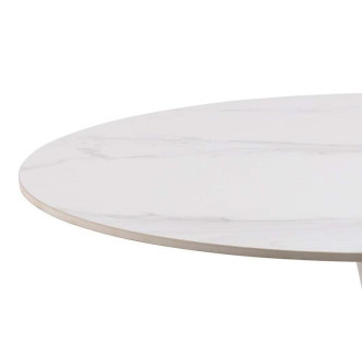 Stół ceramiczny okrągły na jednej nodze Malta 90cm biały marmur Actona