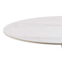 Stół ceramiczny okrągły na jednej nodze Malta 90cm biały marmur Actona
