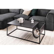 Stolik kawowy metalowym z gazetnikiem Seaford 110x60cm czarny Actona