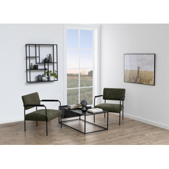 Stolik kawowy metalowym z gazetnikiem Seaford 110x60cm czarny Actona