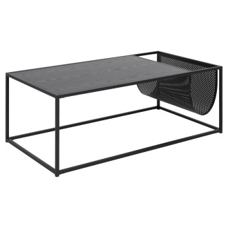 Stolik kawowy metalowym z gazetnikiem Seaford 110x60cm czarny Actona