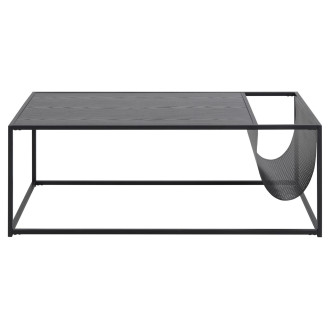 Stolik kawowy metalowym z gazetnikiem Seaford 110x60cm czarny Actona