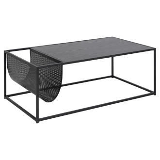 Stolik kawowy metalowym z gazetnikiem Seaford 110x60cm czarny Actona