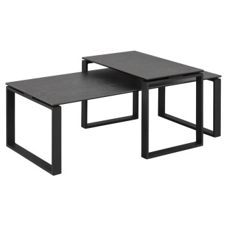 Zestaw 2 stolików kawowych z ceramcznymi blatami Katrine czarny / czarny Actona