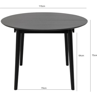Stół okrągły fornirowany rozkładany Montreux 115-154cm czarny Actona