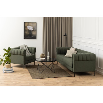Stolik szklany okrągły Cuxton 80cm szkło hartowane dymione / czarny Actona
