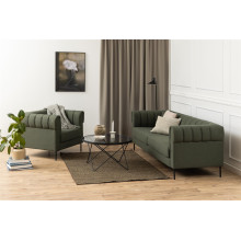 Stolik szklany okrągły Cuxton 80cm szkło hartowane dymione / czarny Actona