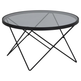 Stolik szklany okrągły Cuxton 80cm szkło hartowane dymione / czarny Actona