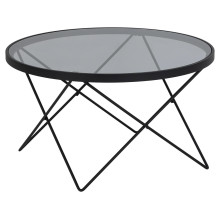 Stolik szklany okrągły Cuxton 80cm szkło hartowane dymione / czarny Actona