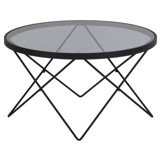 Stolik szklany okrągły Cuxton 80cm szkło hartowane dymione / czarny Actona